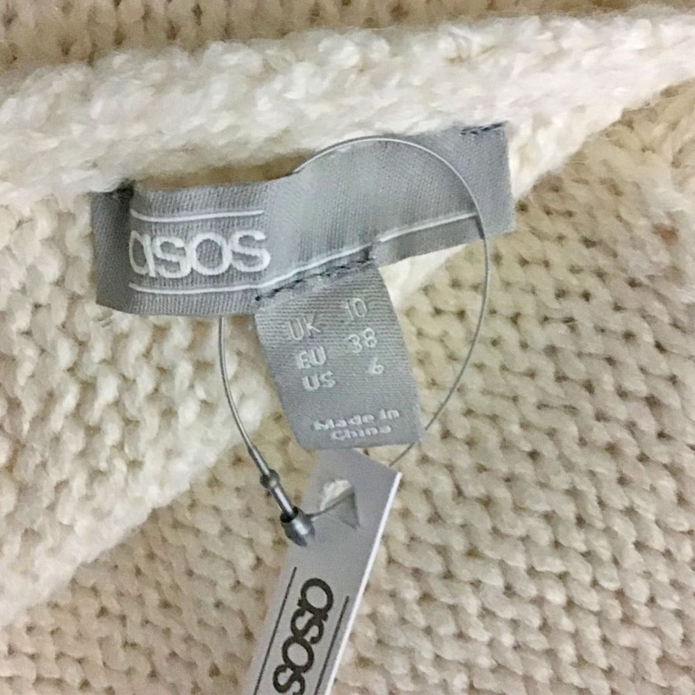 ASOS Open Back Knitted Roll Neck Off White Sweater - Picture 8 of 10